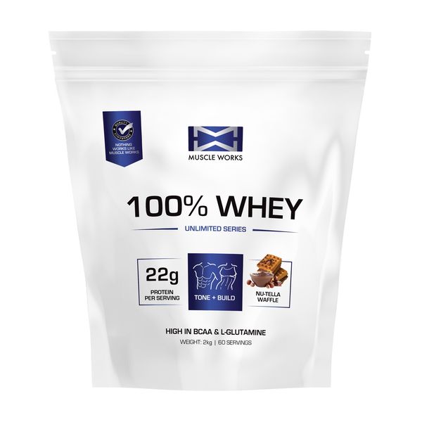 Muscle Works 100% Whey Protein 2kg - Nutella Waffle