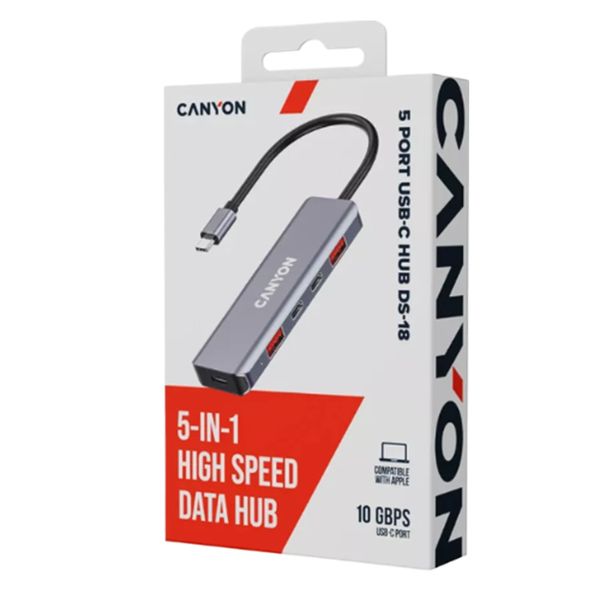 Canyon DS-18 5-in-1 USB-C Hub with 10Gbps Ports &amp; 100W PD
