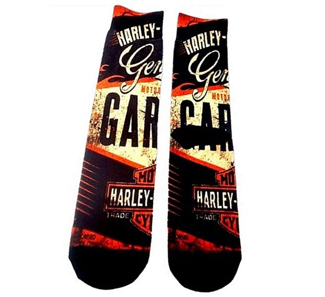 Retro Style Novelty Socks - Harley Davidson Garage