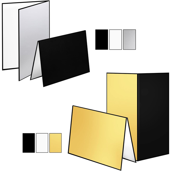 2PCS A3 Size Foldable Reflector Board-Black/White/Silver/Gold-For Product