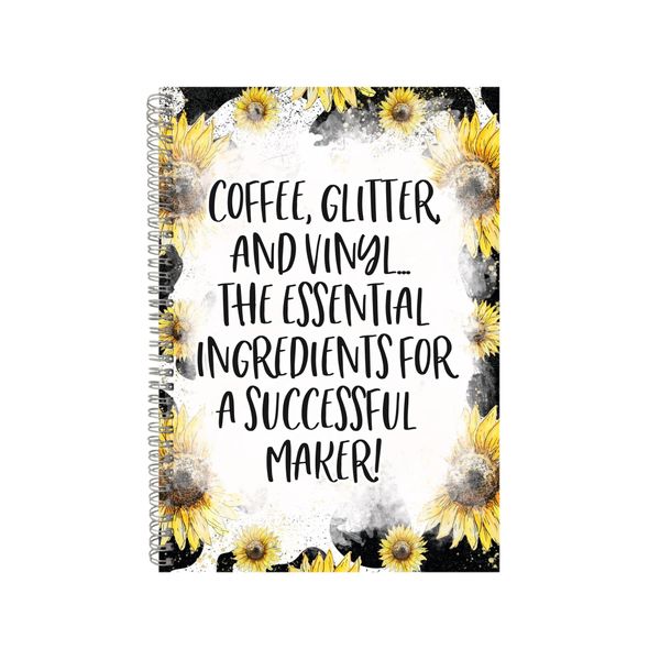 Coffee Glitter And Vinyl Notebook Crafting Gift Idea A4 Notepad Pad 85