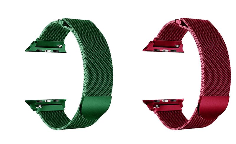 Set of 2 Red and Green Milanese Band for Apple Watch 38mm/40mm/41mm