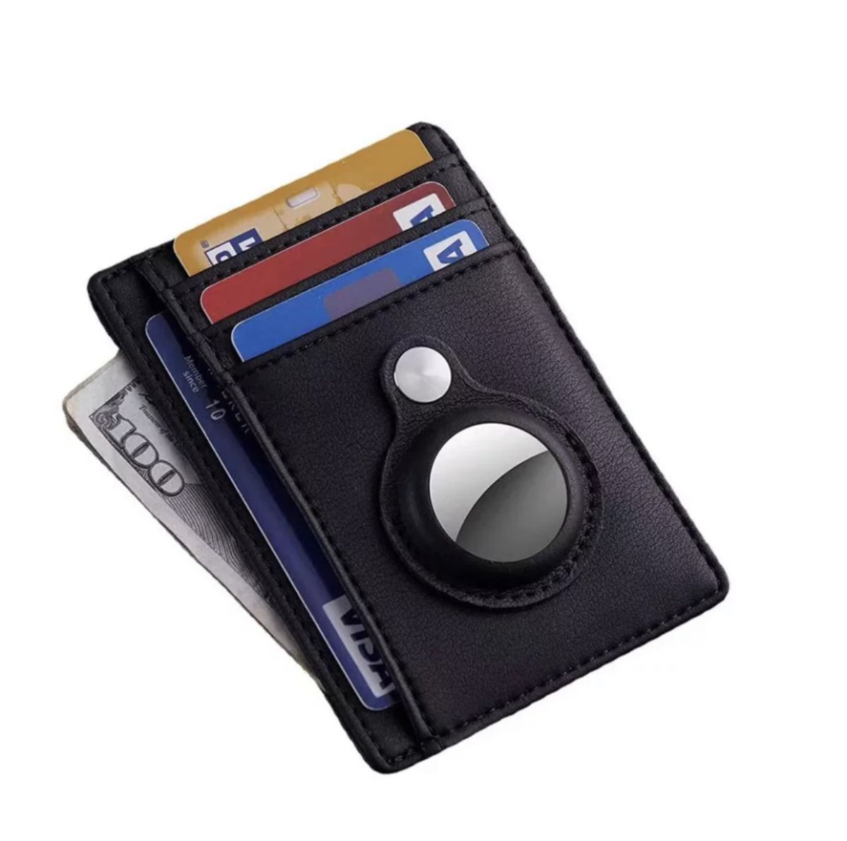 AirTag Holder PU Leather Mens Ultra Slim Wallet Card & Coin Holder ...