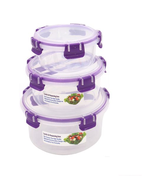 Classic Round Lunch Preserving Box - Set of 3 with Knife and Fork