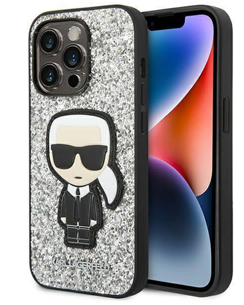 Karl Lagerfeld Glitter Hardcase IPHONE 14 PRO MAX - Silver