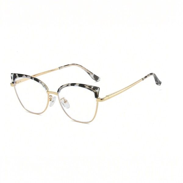 Elegant Cat-Eye Metal Frame Glasses - Multicolour