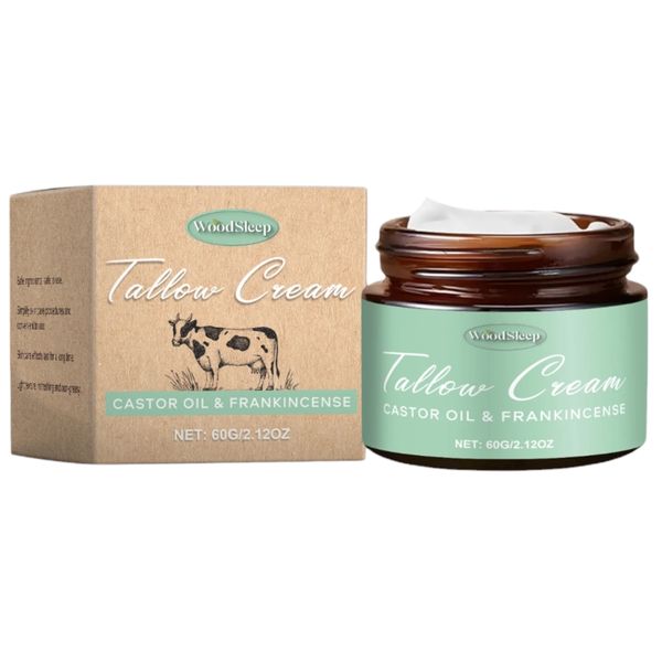 Organic Grass-Fed Tallow Cream | Castor Oil &amp; Frankincense Infusion
