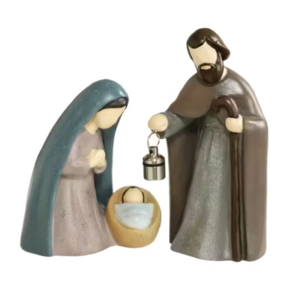 Toy Hand-Painted Resin Christmas Nativity Scene Ornaments 3 Piece