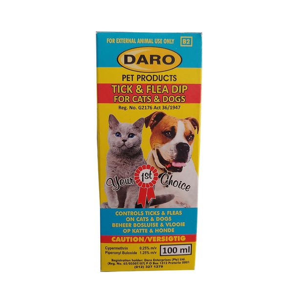 Tick &amp; Flea Dip for Dogs and Cats -100ml (2 Pack)