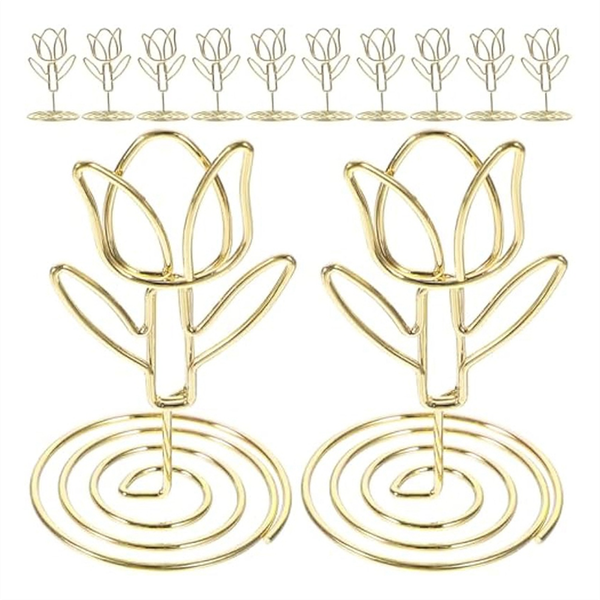 10Pcs Tulip Note Holder Metal Place Card Holder Mini Photo Holder