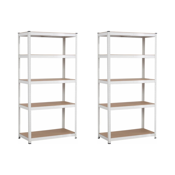 Set of 2 - 5-Tier Steel Storage Shelving Units | Adjustable &amp; Modular Racks