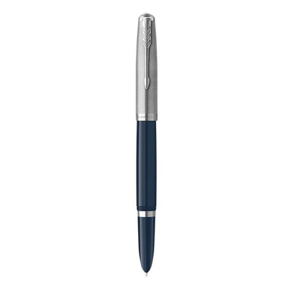PARKER 51 Fountain Pen - Midnight Blue Chrome Trim Fine Nib Black Ink Gift