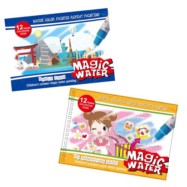 Reusable Magic Water Coloring Book Collection Ver.A - Set of 2