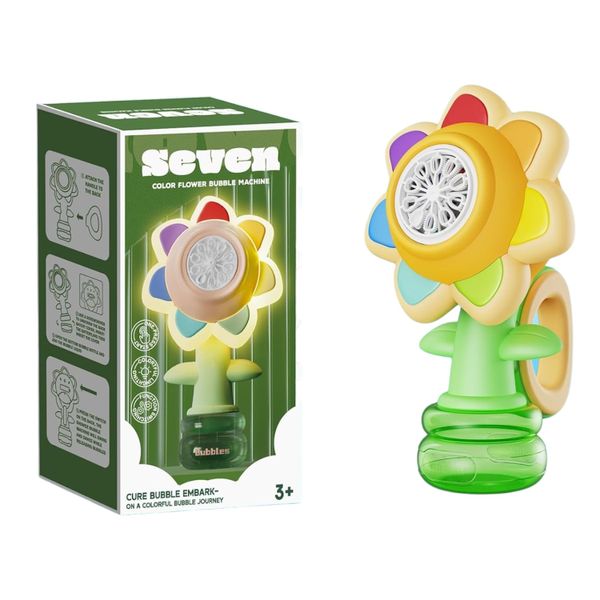 Sunflower Dancing Bubble Toy - 3 Modes, LED Lights, Rechargeable