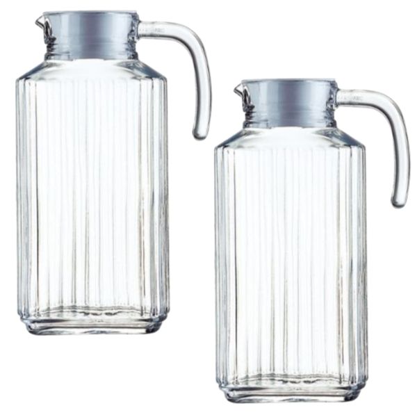 Home Kitchen Decor Glass Jug Set of 2 ( 1.7L)