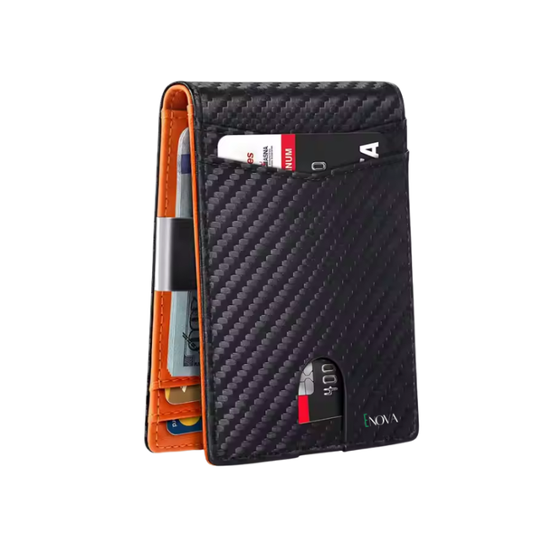 Enova Slim RFID Wallet for Men - 12 Card Slots - ID Window &amp; Money Clip