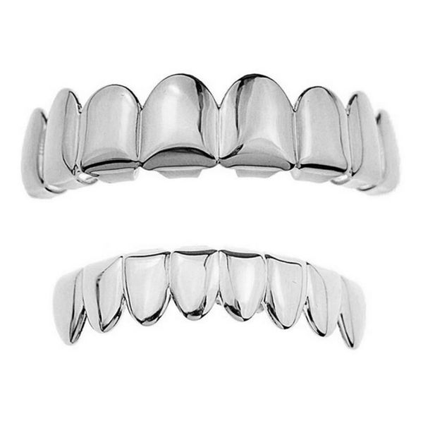 Hip Hop 8 row Upper and Lower Teeth Grillz - Silver