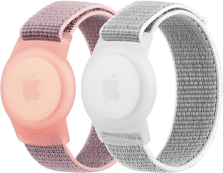 2 Pack Airtag Wristbands for Kids with Adjustable Nylon Strap