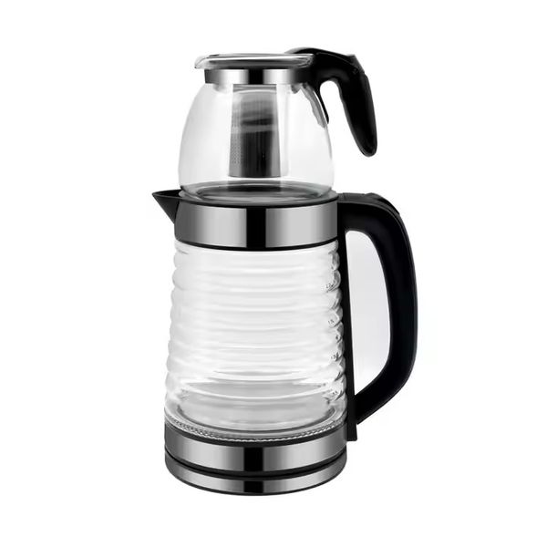 Wave Shape Glass Electric Tea Kettle With Tea Making Tea Pot