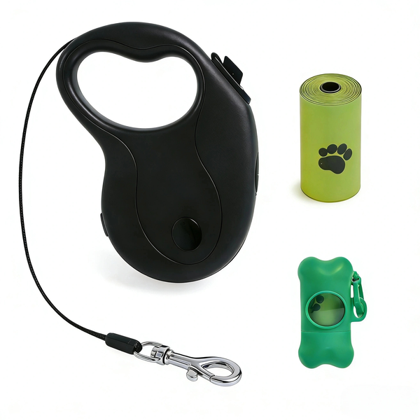 5m Retractable Dog Leash with One-Hand Lock &amp; Anti-Tangle Design, 50lbs Max