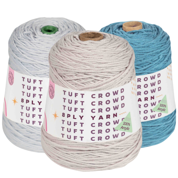 TUFT CROWD - Sky Blue Yarn, 8-ply Tufting Yarn ( 3 x 400g ) , Knitting Yarn
