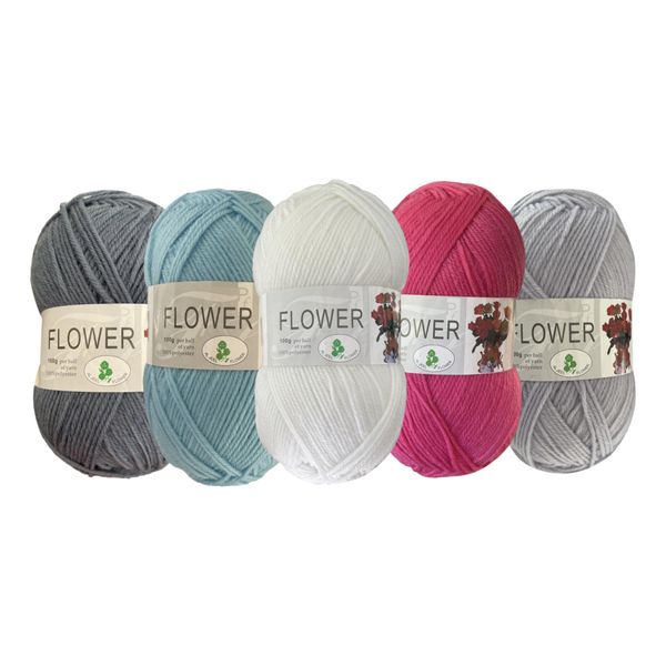 Double Knitting Polyester Yarn 100g (Pack of 5) Assorted Colours