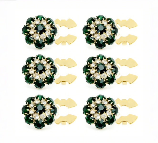 Vintage Emerald Flower Cluster Decorative Buckle