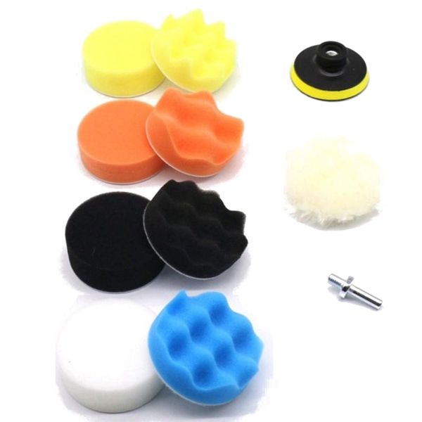 BasicX 11-Piece Car Polishing &amp; Waxing Sponge Pad Set | 3-7" (80-180mm)