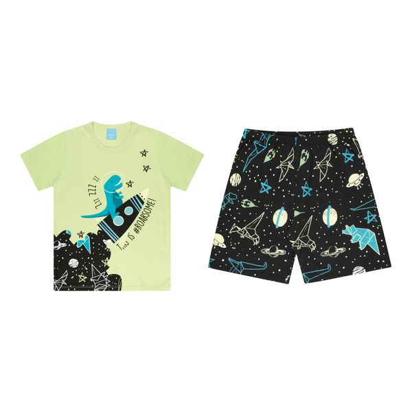 Kamylus Lime and Black Cotton Short Pyjamas