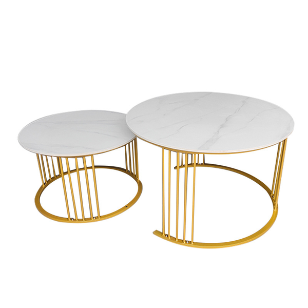 Elegant 2 Piece Nesting Round Coffee Table