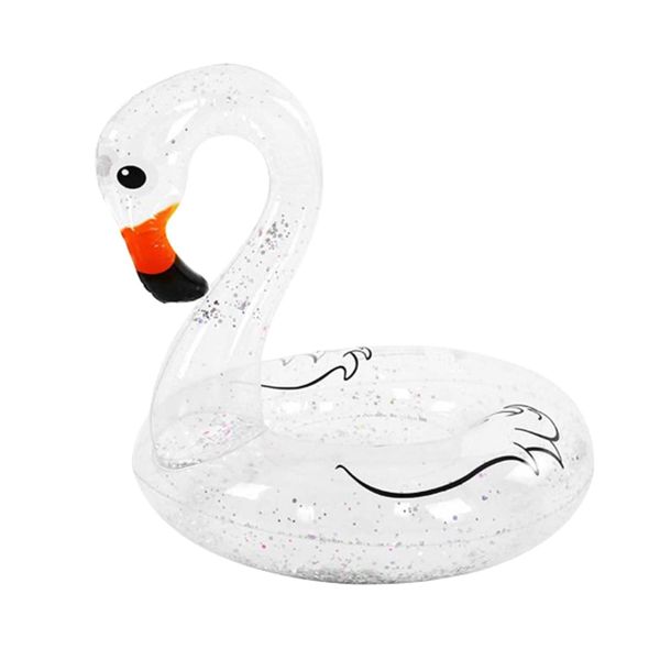 70cm Transparent With Glitter Inflatable Swim Ring Pool Floatie - Flamoingo