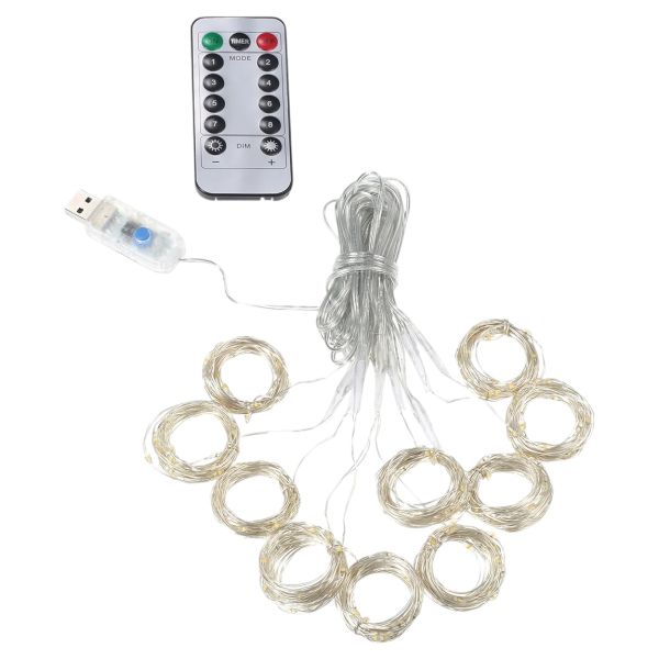 3M - 300 LED Curtain Lights With Remote Control - Warm Yellow