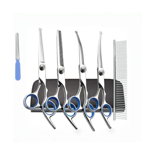 Dog Pet Grooming Scissors Set and Nail Grooming Tool With Storage Pouch