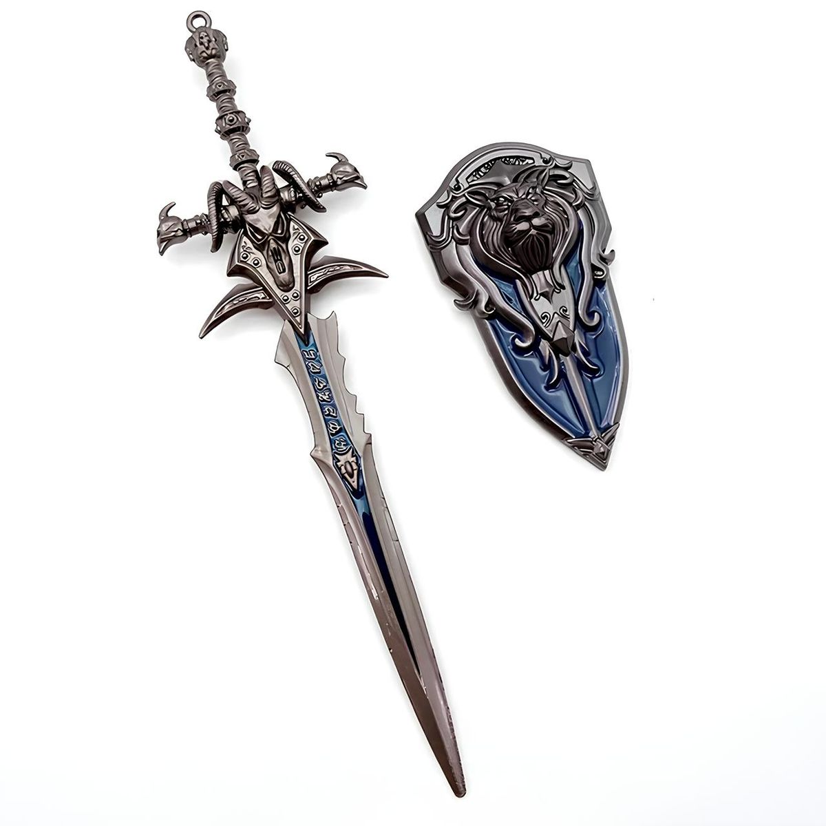 World Of Warcraft Frostmourne Sword And Anduin Shield Metal Keychain