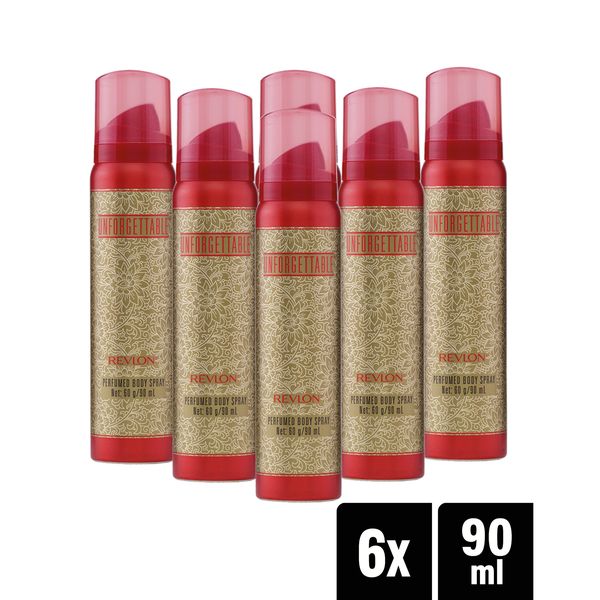 Revlon Unforgettable Perfumed Deodorant Body Spray - 6 x 90ml