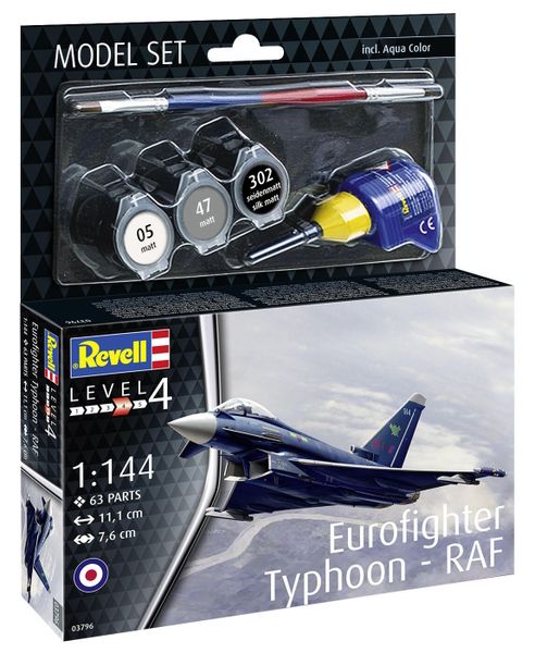 Revell 1/144 Eurofighter Typhoon - RAF Model Kit w/paints, Glue and Brush