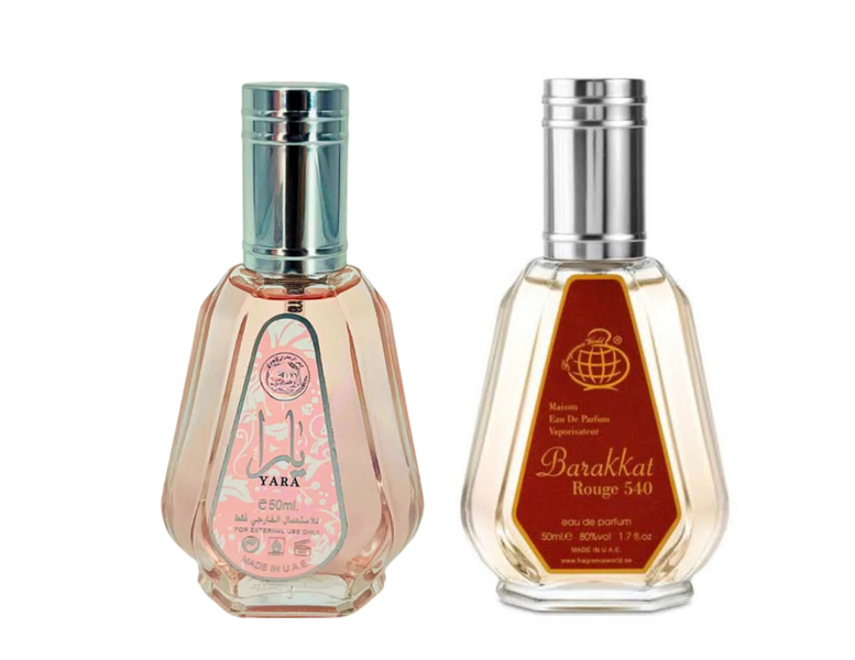 Barakkat Rouge 540 &amp; Yara Pink Eau de Parfum for Him &amp; Her- 2 Pack U.A.E