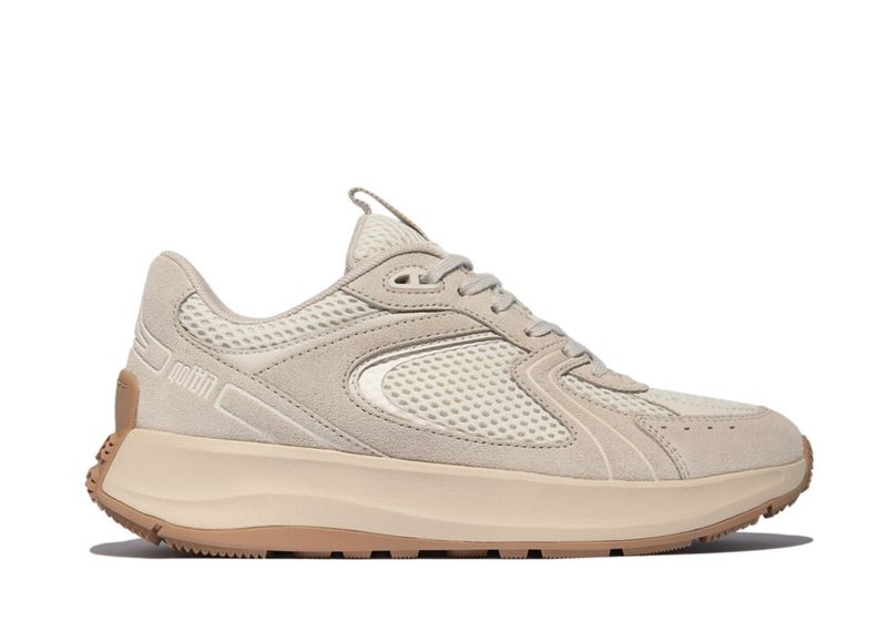 FitFlop F-Mode Flow Suede/Mesh/Leather Stone Beige/Paris Beige