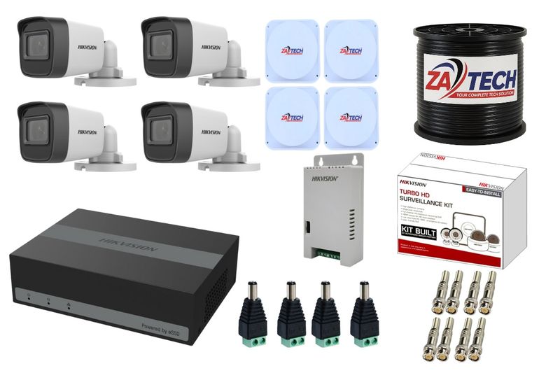 Hikvision 4CH eDVR CCTV Kit with 960GB SSD, Cameras and ZATECH Cables