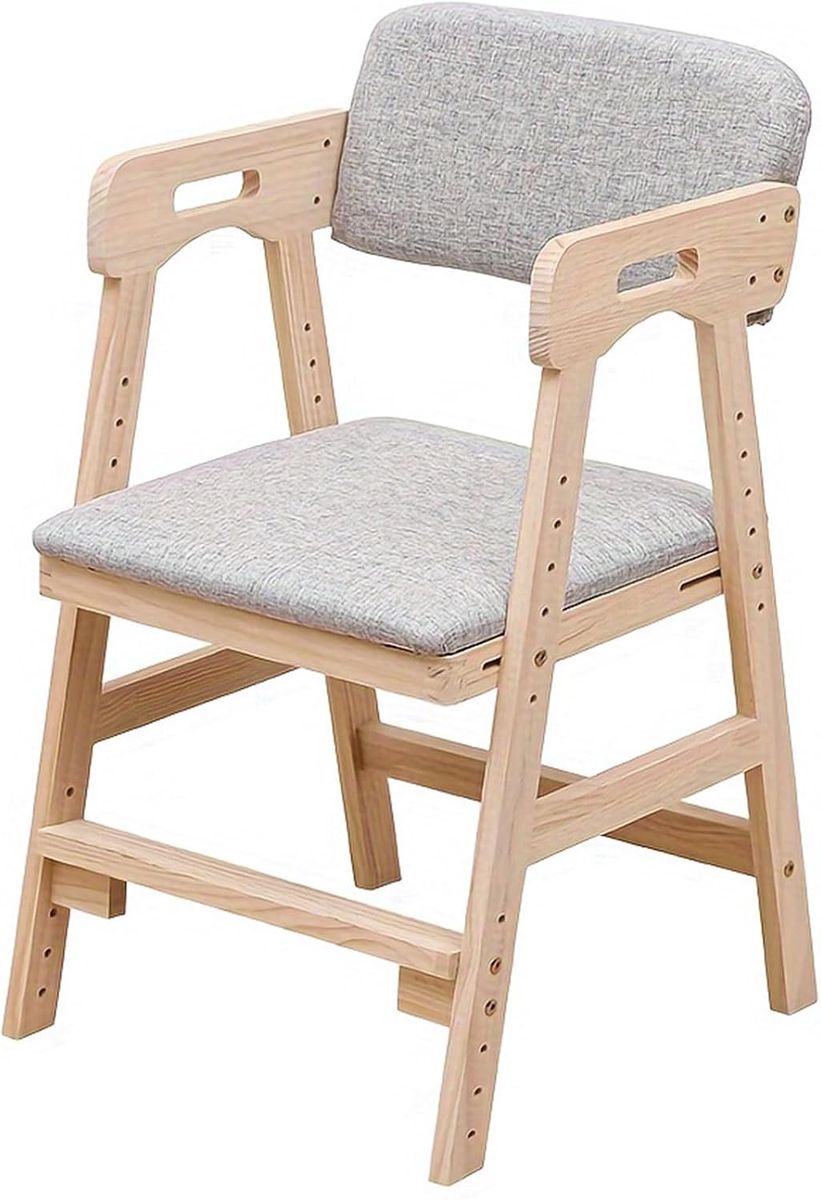 Solid Wood Children's Learning Chair Dining Chair with 6 Levels Adjustable