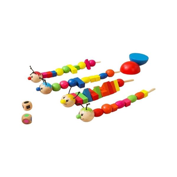 Kids Caterpillars Drawstring Wooden Game
