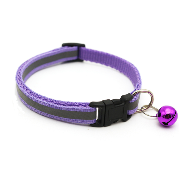 Reflective Dog Collar with Removable Bell 19-32cm Light Blue