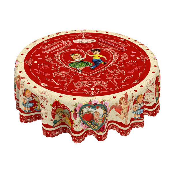 Valentine's Day Tablecloth, Retro Love Print Design