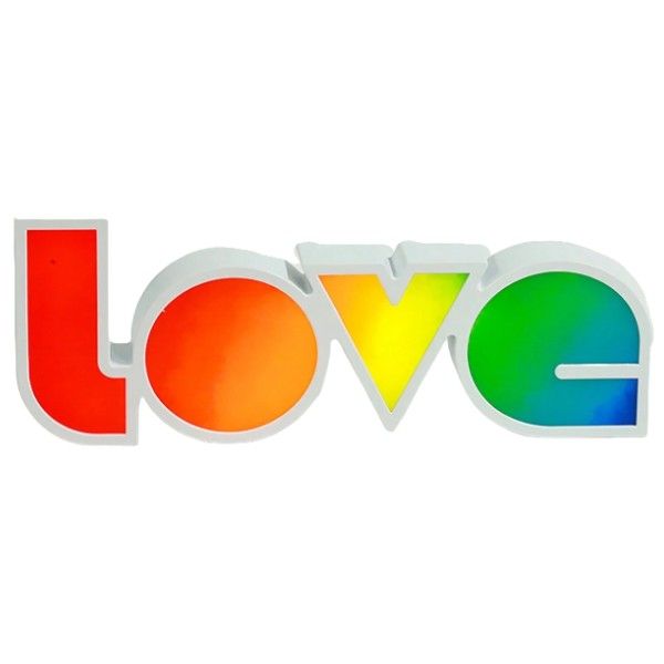 Rainbow Gradient "Love" Lamp With Multicolour Lighting - White