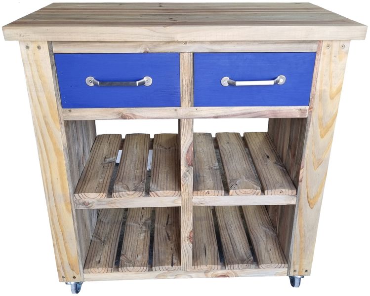 Paulos Blue Kitchen Island/Butcher, Providing More Space And Storage