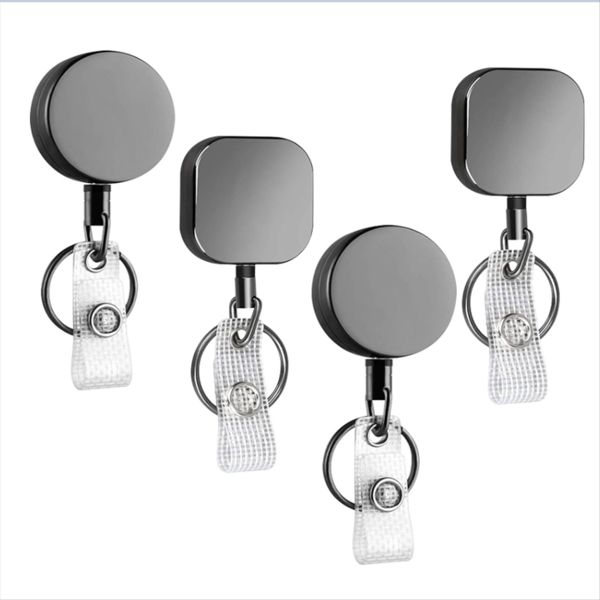 4 Pcs Heavy Duty Retractable Badge Holder Reel for Name Card Keychain