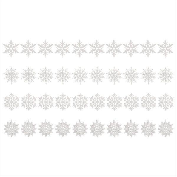 Pack of 40 Glitter Snowflake Christmas Ornaments