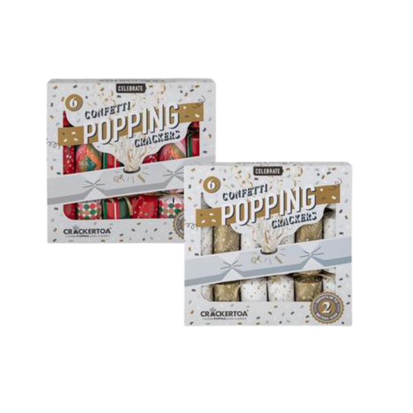Assorted Popping Confetti Christmas Crackers Bundle (12 Piece)