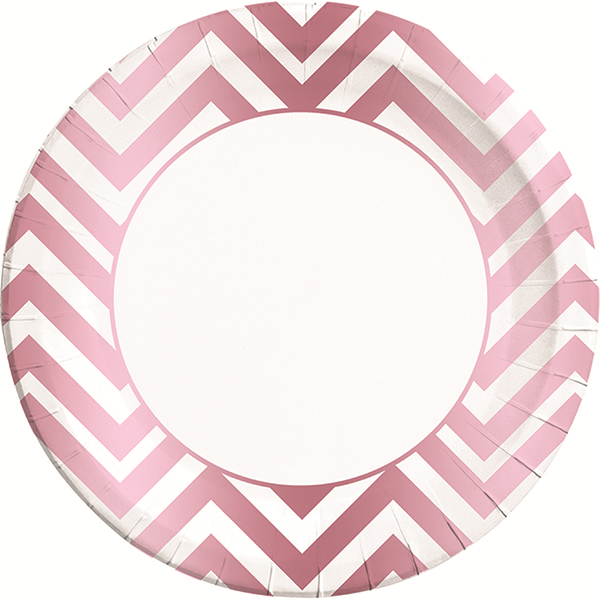 Procos Rose Gold Chevron Large Paper Plates - 23cm