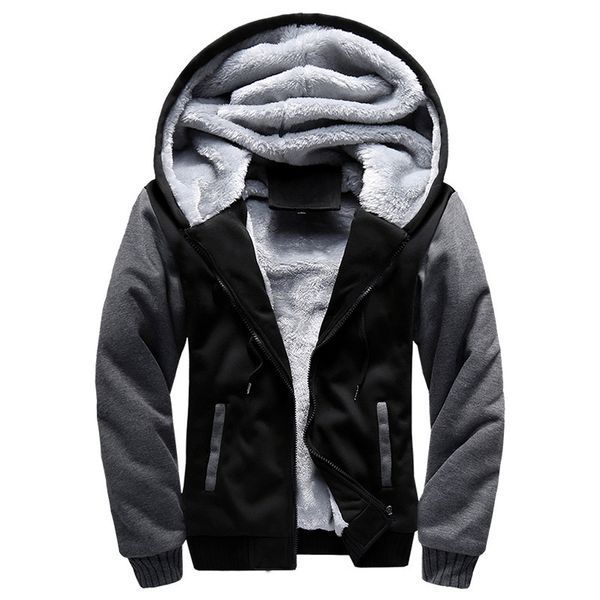 Men's Hooded Winter Jacket - Black and Grey